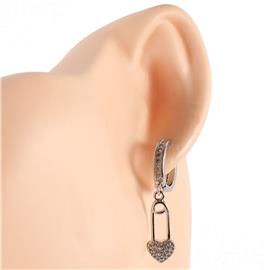 CZ Heart Huggie Hoop Earring