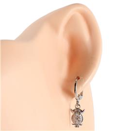 CZ Owl Huggie Hoop Earring