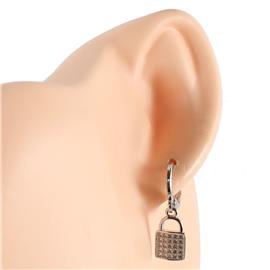 CZ Lock Huggie Hoop Earring