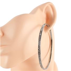 70mm Rhodium CZ Hoop Earring