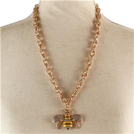 Metal Pendant Bee Necklace