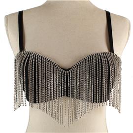 S Rhinestones Fringeds Bra Top