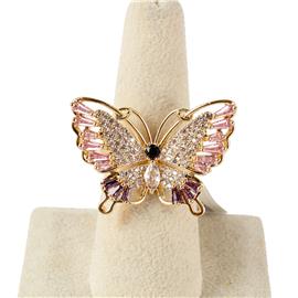 CZ Butterfly Adjustble Ring
