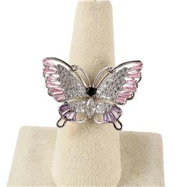 CZ Butterfly Adjustble Ring