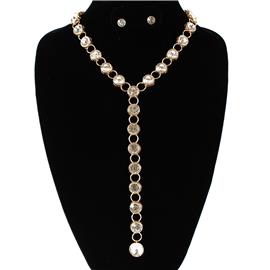Crystal T Drop Necklace Set