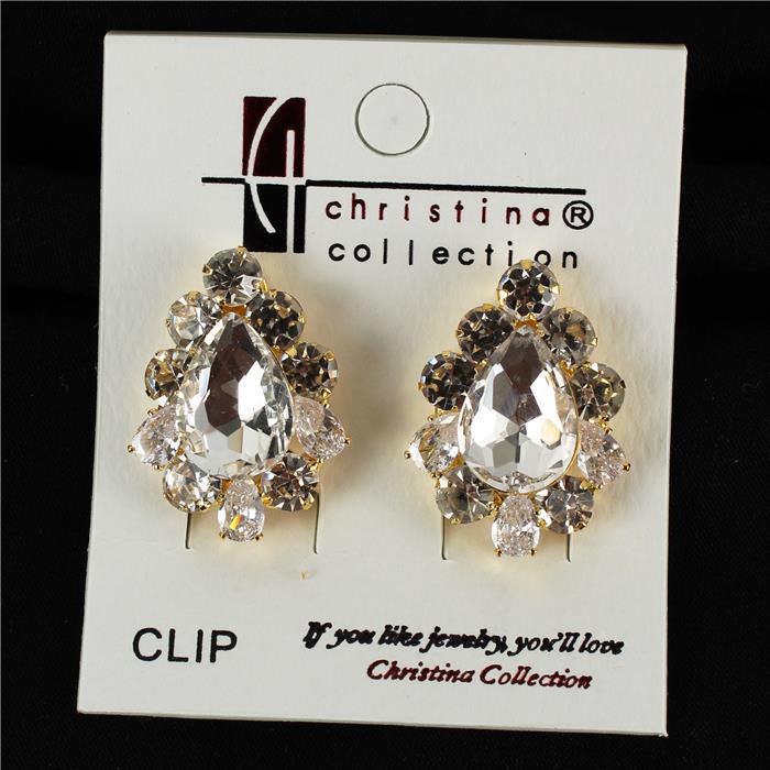 Clip On Crystal Earring - DDFLimport.com (Wholesale Fashion Jewelry)