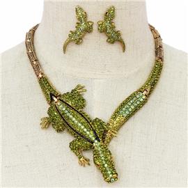 Crystal Alligator Necklace Set