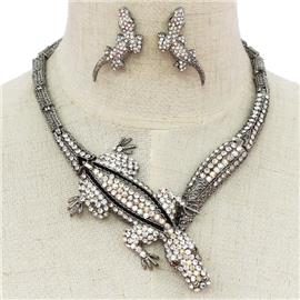 Crystal Alligator Necklace Set