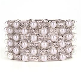 Pearl with Crystal Stretch Bracelet