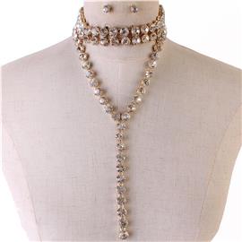 Crystal Drop Choker Necklace Set