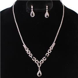 JR Teardrop Rhinestones Necklace Set