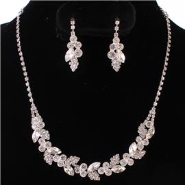 JR Rhinestones Leaf Necklace Set