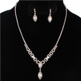 JR Rhinestones Leaf Necklace Set