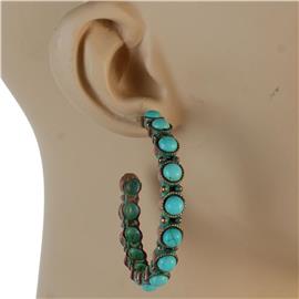 Metal Turquoise Hoop Earring