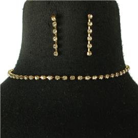Rhinestones Choker Necklace Set