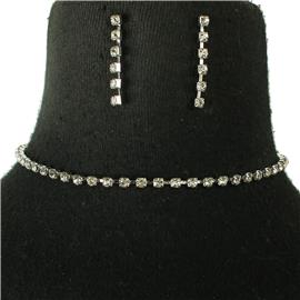 Rhinestones Choker Necklace Set