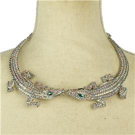 Crystal Double Alligator Necklace