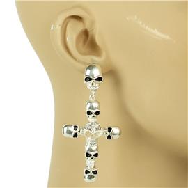 Metal Cross Skull Earring