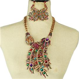 Crystal Fashion Peacock Necklace Set