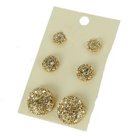 Metal Round 3 Pairs Stud Earring