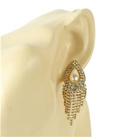 Rhinestones Pearl Clip-On Earring