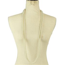 84 ” Long Pearl Necklace Set