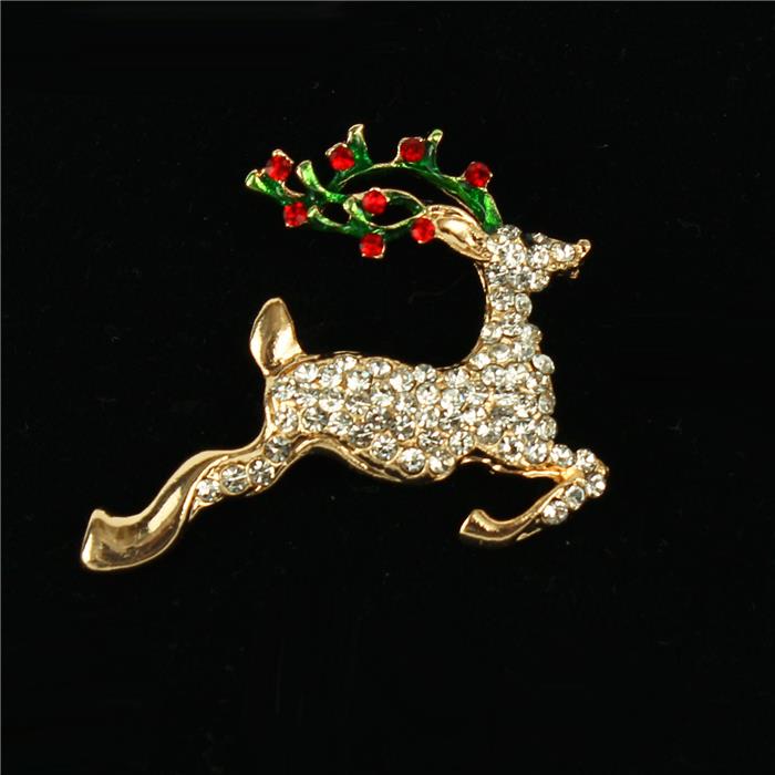 Crystal Cristmas Deer Brooch - DDFLimport.com (Wholesale Fashion Jewelry)