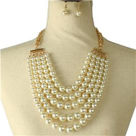 Five Layereds Pearls Necklace Set