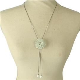 Drop Flower Slide Long Necklace