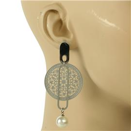 Stainless Steel Round Pearl  Earring