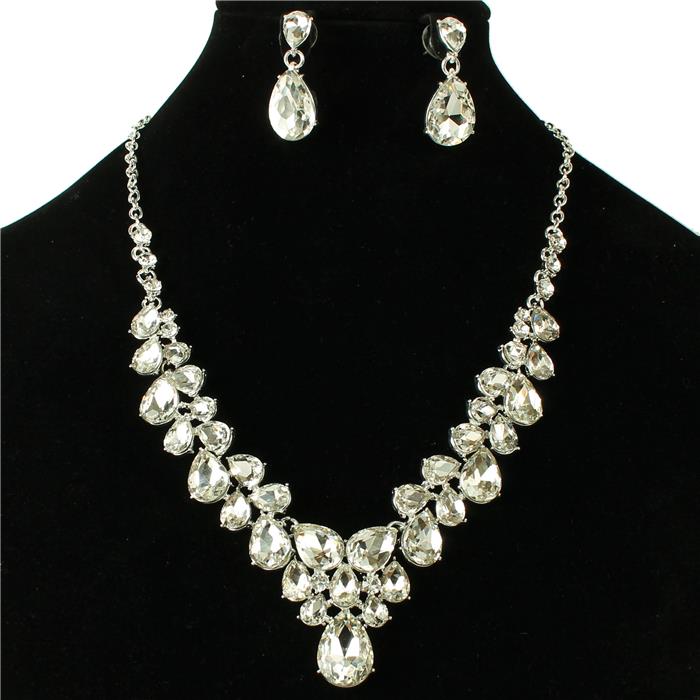 Crystal Teardrop Necklace Set - DDFLimport.com (Wholesale Fashion Jewelry)