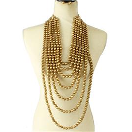 Long Multilayereds Pearls Necklace Set