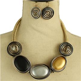 Fashion Wired Oval Necklace Set