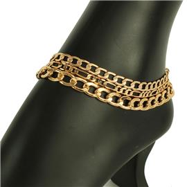 Three Chain Link Anklet
