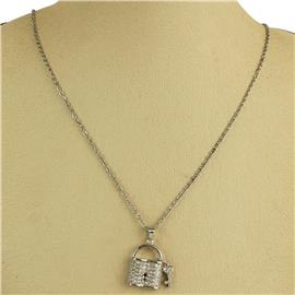 Stainless Steel Pendant Lock Necklace