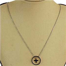 Stainless Steel Pendant Round Cross Necklace
