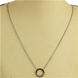 Stainless Steel Pendant Round Stones Necklace