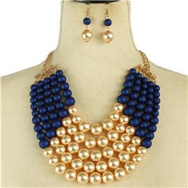 Pearl Five layereds Necklace Set