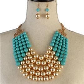 Pearl Five layereds Necklace Set