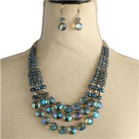 Fashion Crystal Beads Round Necklace Set