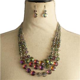 Fashion Crystal Beads Round Necklace Set