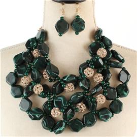 Semi Stone Fashion Necklace Set