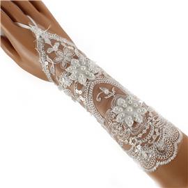 Laces Pearl Flower Gloves