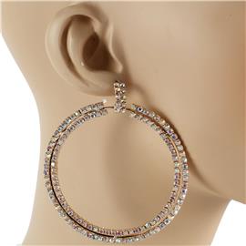 Rhinestones Dangling Round Earring