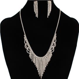 Rhinestones Fringeds Necklace Set