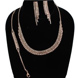 Rhinestones 3 Pcs Necklace Set