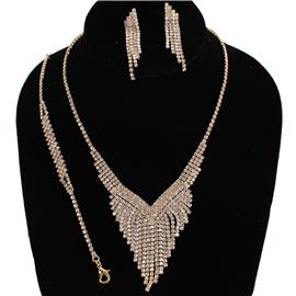 Rhinestones Fringeds 3 Pcs Necklace Set