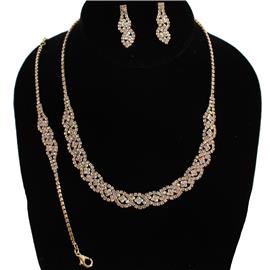 Rhinestones Swirl 3 Pcs Necklace Set