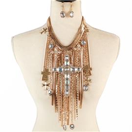 Crystal Cross Necklace Set