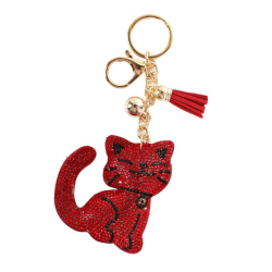 Rhinestones Cat Key Chain
